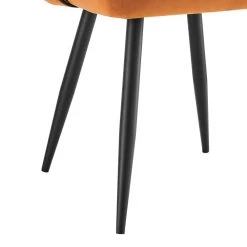 Oakley Set Of 2 Orange Velvet Upholstered Dining Chairs With Contrast Piping -Garden Store DCH 2138 ORANGE VEL 2P detail2