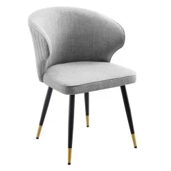 Langham Set Of 2 Grey Woven Fabric Carver Dining Chairs With Fluted Back 20 Langham Set Of 2 Grey Woven Fabric Carver Dining Chairs With Fluted Back -Garden Store DCH 2143 GREY WOV 2P WB2