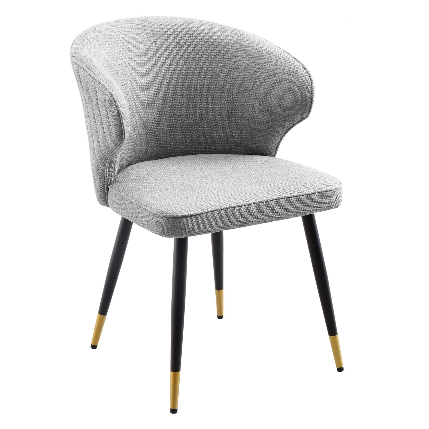 Langham Set Of 2 Grey Woven Fabric Carver Dining Chairs With Fluted Back 7 Langham Set Of 2 Grey Woven Fabric Carver Dining Chairs With Fluted Back - Image 5