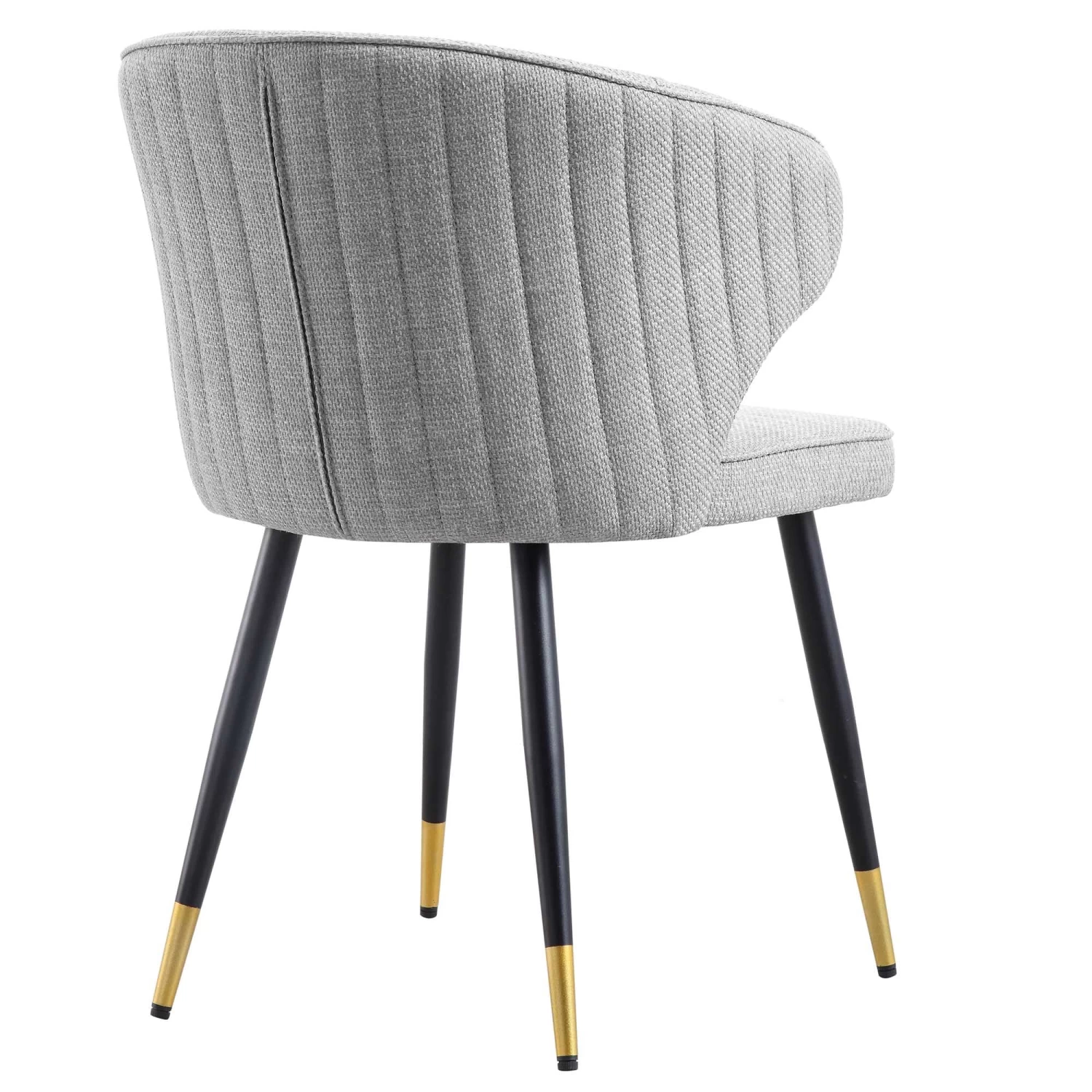 Langham Set Of 2 Grey Woven Fabric Carver Dining Chairs With Fluted Back 11 Langham Set Of 2 Grey Woven Fabric Carver Dining Chairs With Fluted Back - Image 9