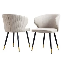 Langham Set Of 2 Oatmeal Woven Fabric Carver Dining Chairs With Fluted Back 18 Langham Set Of 2 Oatmeal Woven Fabric Carver Dining Chairs With Fluted Back -Garden Store DCH 2143 TAUPE WOV 2P WB1