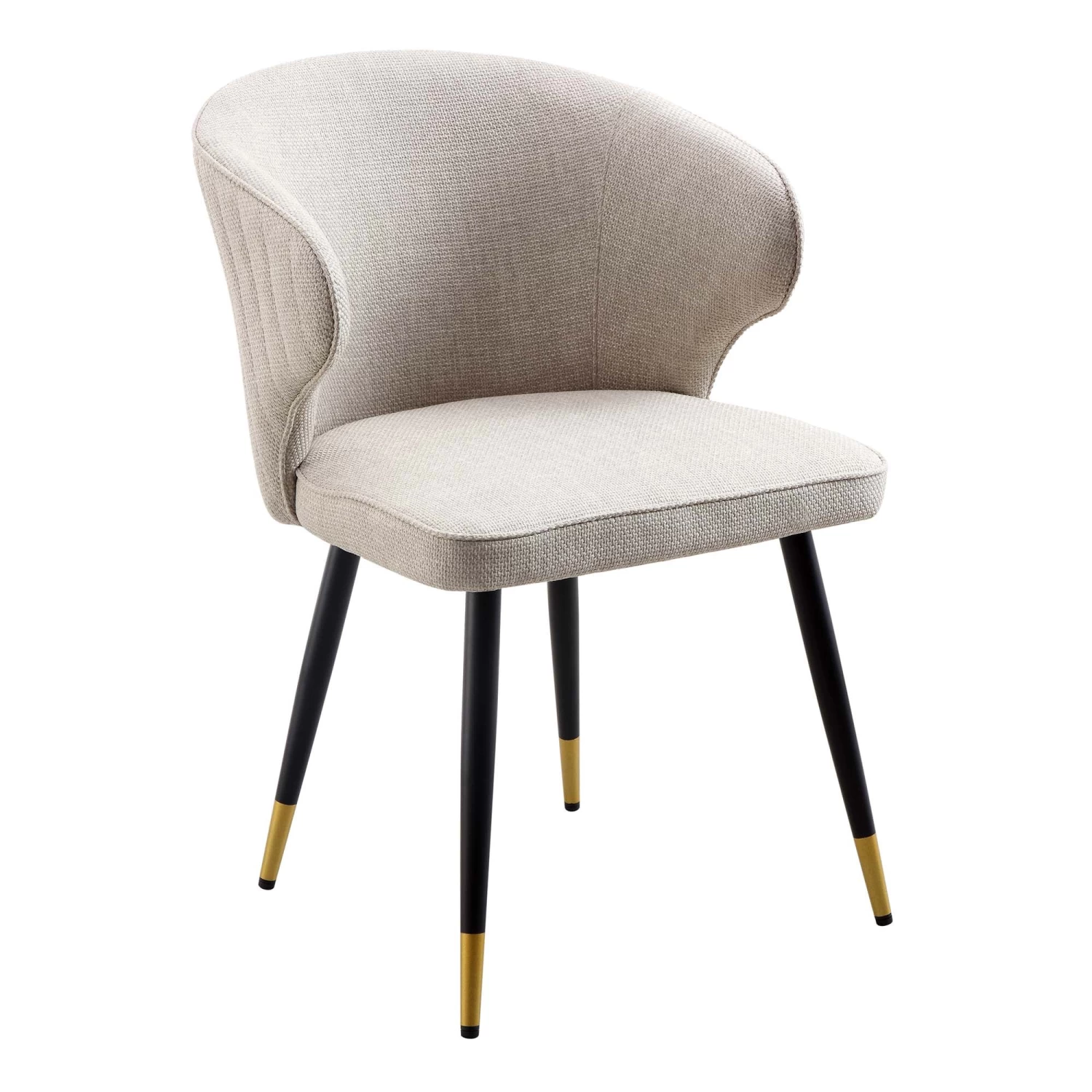 Langham Set Of 2 Oatmeal Woven Fabric Carver Dining Chairs With Fluted Back 6 Langham Set Of 2 Oatmeal Woven Fabric Carver Dining Chairs With Fluted Back - Image 4