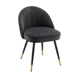 Miyae Set Of 2 Pleated Charcoal Velvet Upholstered Dining Chairs -Garden Store DCH 2144 CHARCOAL VEL 2P WB2