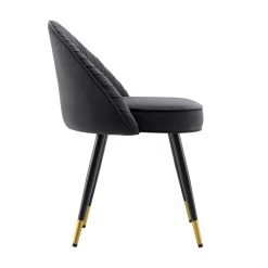 Miyae Set Of 2 Pleated Charcoal Velvet Upholstered Dining Chairs -Garden Store DCH 2144 CHARCOAL VEL 2P WB5