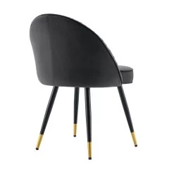 Miyae Set Of 2 Pleated Charcoal Velvet Upholstered Dining Chairs -Garden Store DCH 2144 CHARCOAL VEL 2P WB6