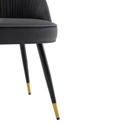 Miyae Set Of 2 Pleated Charcoal Velvet Upholstered Dining Chairs -Garden Store DCH 2144 CHARCOAL VEL 2P detail3