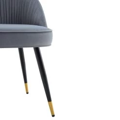 Miyae Set Of 2 Pleated Light Grey Velvet Upholstered Dining Chairs -Garden Store DCH 2144 LIGHTGREY VEL 2P detail3