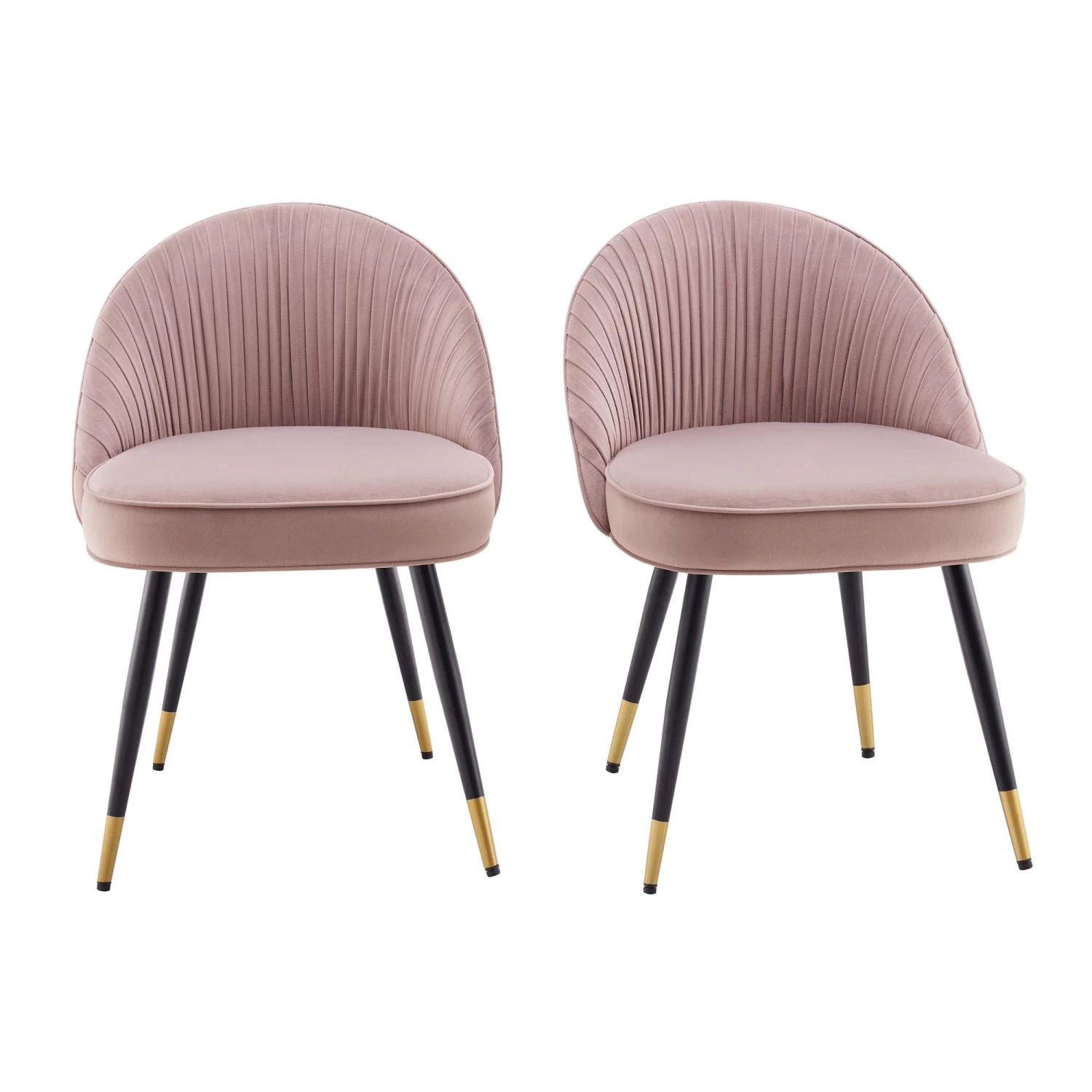 Miyae Set Of 2 Pleated Pale Pink Velvet Upholstered Dining Chairs 4 Miyae Set Of 2 Pleated Pale Pink Velvet Upholstered Dining Chairs - Image 2