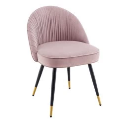 Miyae Set Of 2 Pleated Pale Pink Velvet Upholstered Dining Chairs 16 Miyae Set Of 2 Pleated Pale Pink Velvet Upholstered Dining Chairs -Garden Store DCH 2144 PINK VEL 2P WB2