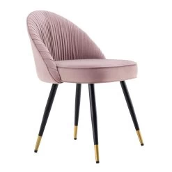Miyae Set Of 2 Pleated Pale Pink Velvet Upholstered Dining Chairs 19 Miyae Set Of 2 Pleated Pale Pink Velvet Upholstered Dining Chairs -Garden Store DCH 2144 PINK VEL 2P WB3