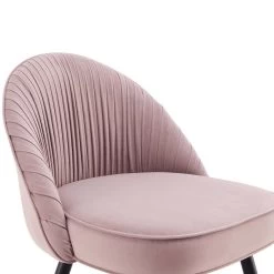 Miyae Set Of 2 Pleated Pale Pink Velvet Upholstered Dining Chairs 22 Miyae Set Of 2 Pleated Pale Pink Velvet Upholstered Dining Chairs -Garden Store DCH 2144 PINK VEL 2P detail1