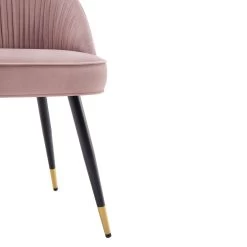 Miyae Set Of 2 Pleated Pale Pink Velvet Upholstered Dining Chairs 24 Miyae Set Of 2 Pleated Pale Pink Velvet Upholstered Dining Chairs -Garden Store DCH 2144 PINK VEL 2P detail3