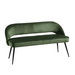 Oakley Dark Green Velvet Upholstered 3 Seater Dining Bench With Contrast Piping 18 Oakley Dark Green Velvet Upholstered 3 Seater Dining Bench With Contrast Piping -Garden Store DCH 2147 DARKGREEN VEL WB2