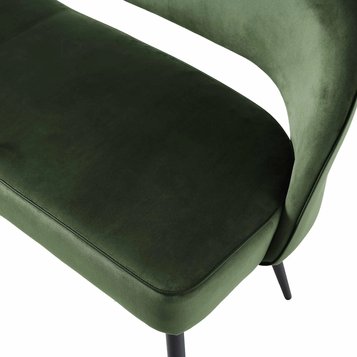 Oakley Dark Green Velvet Upholstered 3 Seater Dining Bench With Contrast Piping 13 Oakley Dark Green Velvet Upholstered 3 Seater Dining Bench With Contrast Piping - Image 11