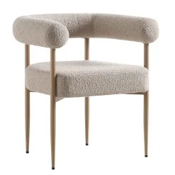 Fulbourn Taupe Boucle Dining Chair With Natural Wood Effect Legs -Garden Store DCH 2162 TAUPE BOUCLE NAT WB2