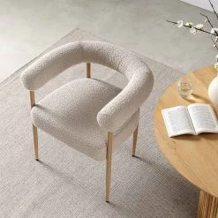 Fulbourn Taupe Boucle Dining Chair With Natural Wood Effect Legs -Garden Store DCH 2162 TAUPE BOUCLE NAT scene2