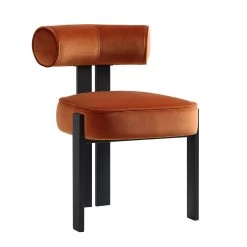 Ophelia Rust Velvet Dining Chair -Garden Store DCH 2187 RUST VEL WB1
