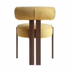 Ophelia Honey Gold Fabric Dining Chair -Garden Store DCH 2187 YELLOW FAB WALN WB6