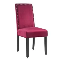 Maidwell Set Of 2 Crimson Red Velvet Dining Chairs -Garden Store DCH LW8116 REDVEL 2P 1