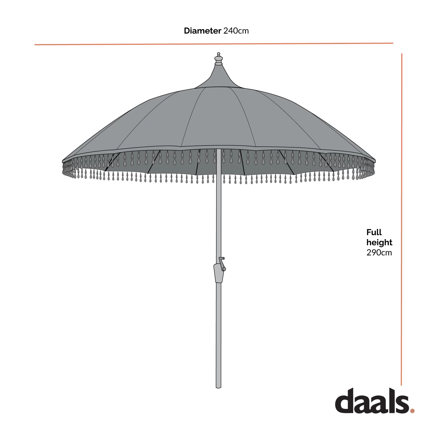 Hacienda 2.4M Sage Green Beaded Carousel Garden Parasol With Fringe Tassels And Aluminium Tilt 6 Hacienda 2.4M Sage Green Beaded Carousel Garden Parasol With Fringe Tassels And Aluminium Tilt - Image 4