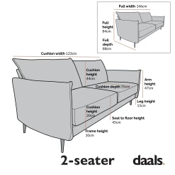 Bari Burnt Ochre Fabric Sofa -Garden Store Dimensional Drawings AYSF 08 2ST