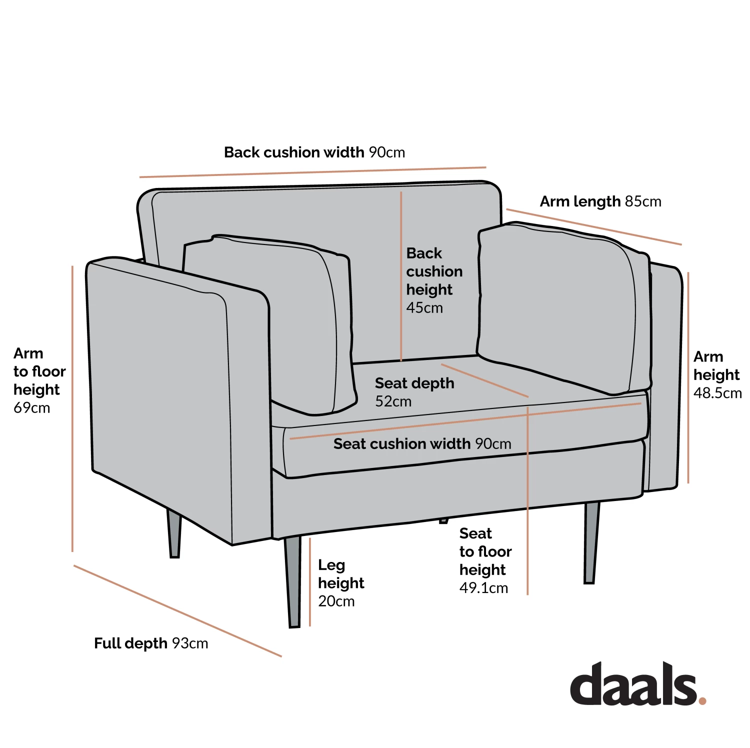 Pelham Orange Velvet Fabric Armchair 8 Pelham Orange Velvet Fabric Armchair - Image 6