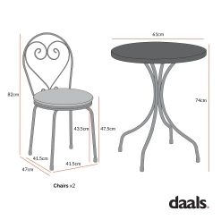 Haymes Metal Indoor And Outdoor Bistro Set -Garden Store Dimensional Drawings MAY 2023 OD BISTR 1067