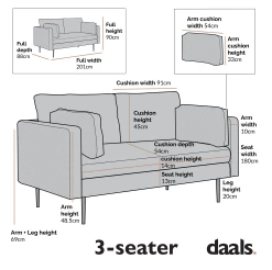 Pelham Orange Velvet Fabric Sofa -Garden Store Dimensional Drawings LVSF 386 3ST