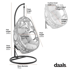 Daisy Floral Pattern Indoor Outdoor Hanging Chair 14 Daisy Floral Pattern Indoor Outdoor Hanging Chair -Garden Store Dimensional Drawings OD HC 013