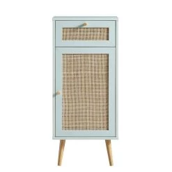 Frances Woven Rattan 1-Door Bathroom Cabinet, Mint -Garden Store FT BAC 01 SAGE WB1