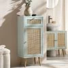 Frances Woven Rattan 1-Door Bathroom Cabinet, Mint 1 Frances Woven Rattan 1-Door Bathroom Cabinet, Mint -Garden Store FT BAC 01 SAGE main