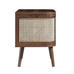 Izzy Curved Rattan Bedside Table, Walnut -Garden Store FT BST 04 WALN WB4