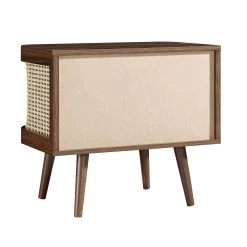 Izzy Curved Rattan Bedside Table, Walnut -Garden Store FT BST 04 WALN WB5