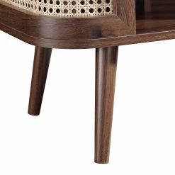 Izzy Curved Rattan Bedside Table, Walnut -Garden Store FT BST 04 WALN detail3