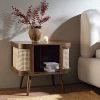 Izzy Curved Rattan Bedside Table, Walnut -Garden Store FT BST 04 WALN main