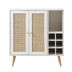 Frances Woven Rattan Drinks Cabinet, White -Garden Store FT CAB 02 WHITE WB1