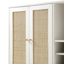 Frances Woven Rattan Drinks Cabinet, White -Garden Store FT CAB 02 WHITE detail1