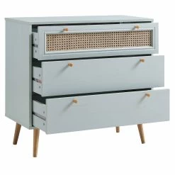 Anya Woven Rattan Chest Of 3 Drawer In Mint Colour -Garden Store FT COD 001 SAGE WB3