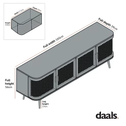 Izzy Curved Rattan 160cm Wide TV Unit, Natural -Garden Store FT CurvedRange FT LGTV 04