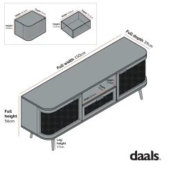 Izzy Curved Rattan 150cm TV Unit, Natural -Garden Store FT CurvedRange FT TV 03