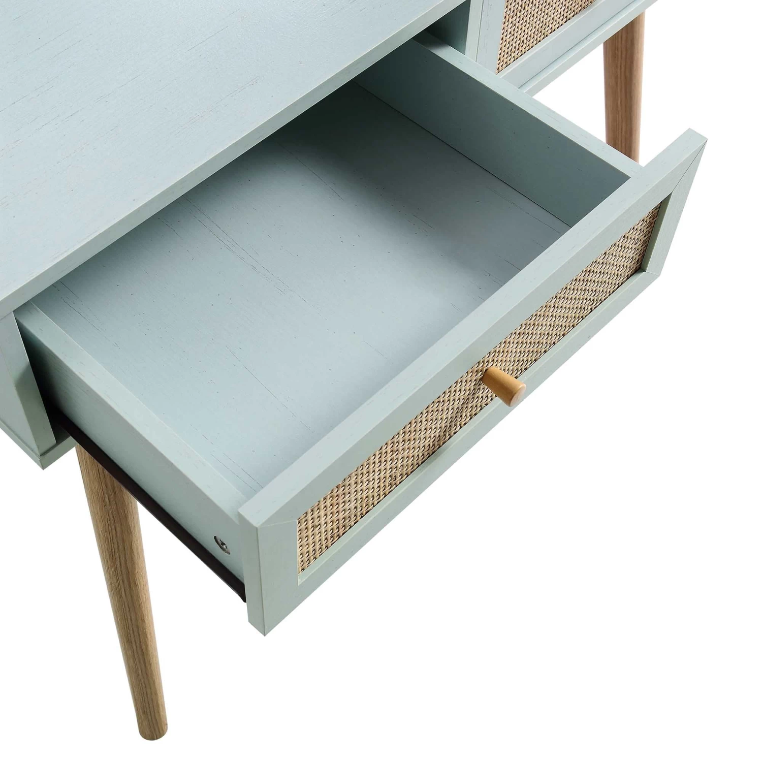 Frances Woven Rattan Dressing Table With Mirror, Mint 13 Frances Woven Rattan Dressing Table With Mirror, Mint - Image 11