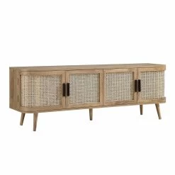 Izzy Curved Rattan 160cm Wide TV Unit, Natural -Garden Store FT LGTV 04 NAT WB4