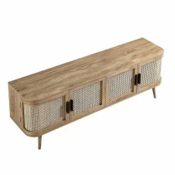 Izzy Curved Rattan 160cm Wide TV Unit, Natural -Garden Store FT LGTV 04 NAT WB6