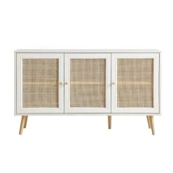Frances Woven Rattan 3-Door Sideboard, White -Garden Store FT SB 001 WHITE WB1