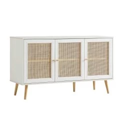 Frances Woven Rattan 3-Door Sideboard, White -Garden Store FT SB 001 WHITE WB2