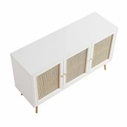 Frances Woven Rattan 3-Door Sideboard, White -Garden Store FT SB 001 WHITE WB4