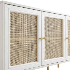 Frances Woven Rattan 3-Door Sideboard, White -Garden Store FT SB 001 WHITE detail1