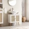 Frances Woven Rattan 2-Door Bathroom Undersink Unit, White