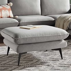 Obriel Grey Marl Fabric Footstool