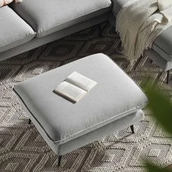 Obriel Grey Marl Fabric Footstool -Garden Store GCSF 2299 GREY FAB STOOL scene2